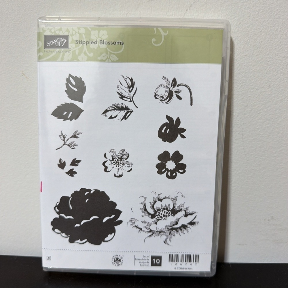 Stampin' Up! Cling 10 Stamp Set STIPPLED BLOSSOMS Leaves Foliage Flower